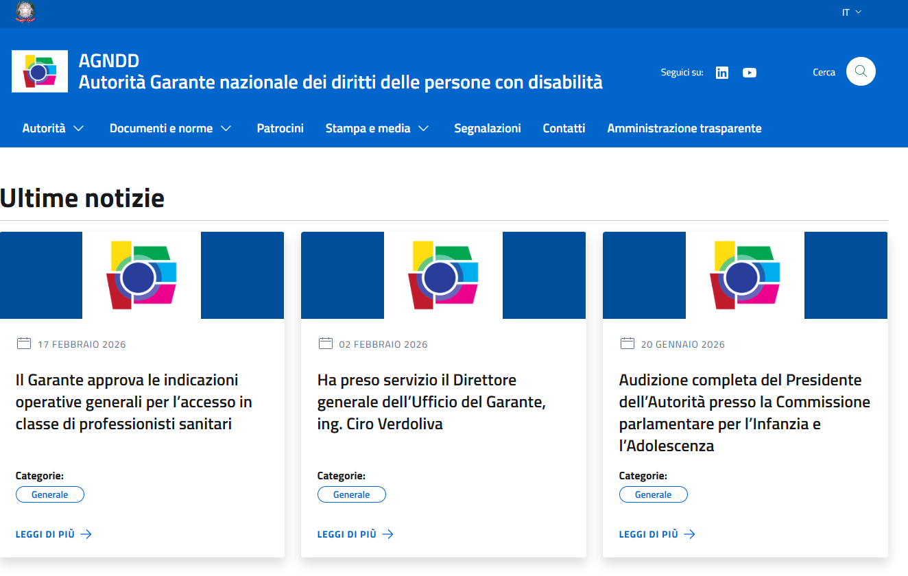 Disabilità: attivo il sito web dell’Autorità Garante nazionale