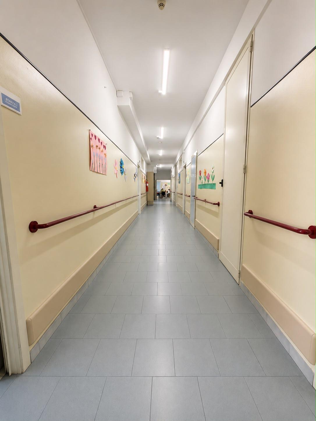 Corridoio del Centro Residenziale SAìA decorato con lavori creativi
